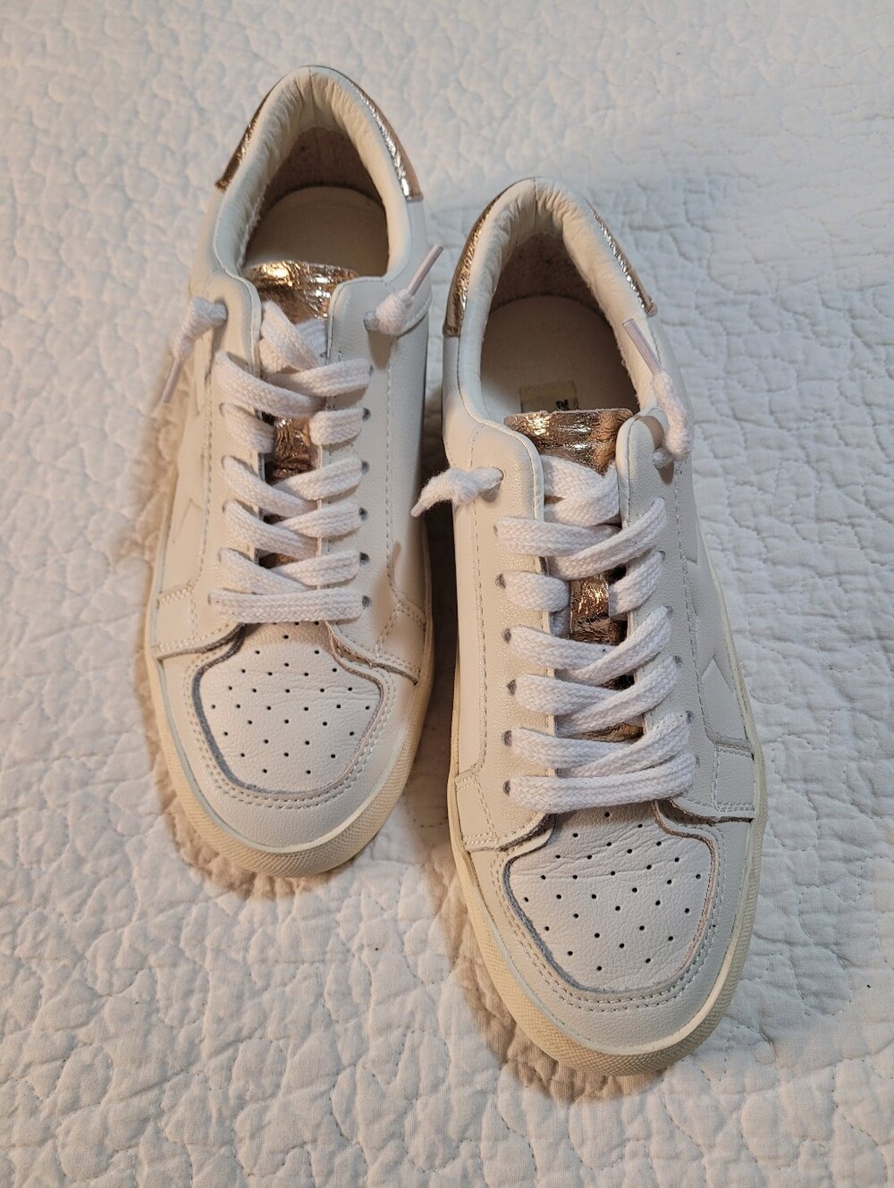 Vintage Havana Ezra Reflex Rose Gold White Leather Sneakers Sz 7 Like New